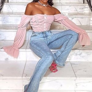 Shirring Long Sleep Top